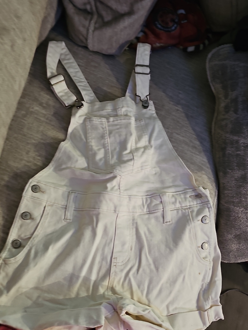 Old Navy White Denim Short Overalls